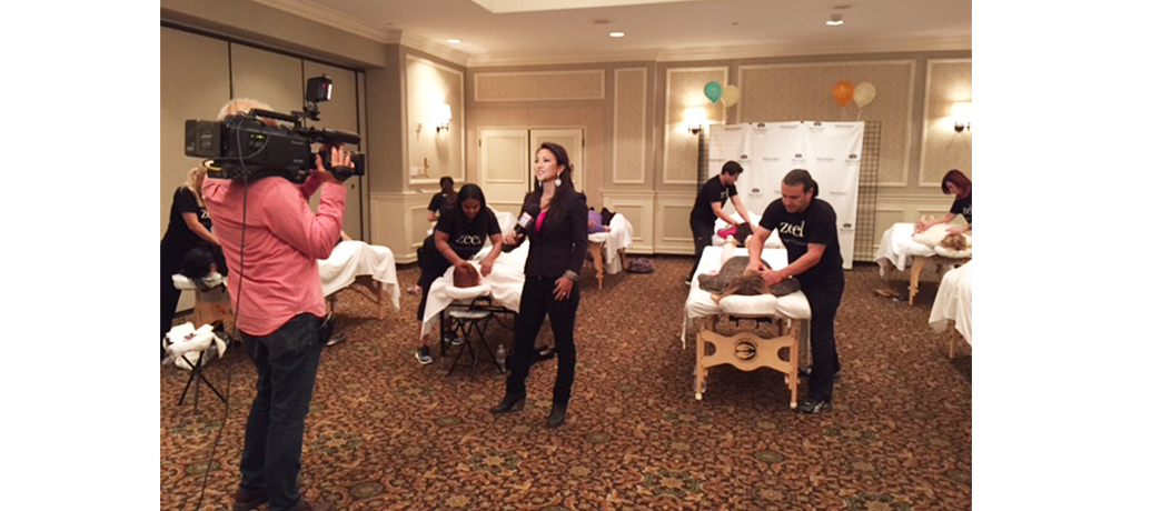The hardworking teachers of Pressman Academy receive complementary table massages from Zeel.