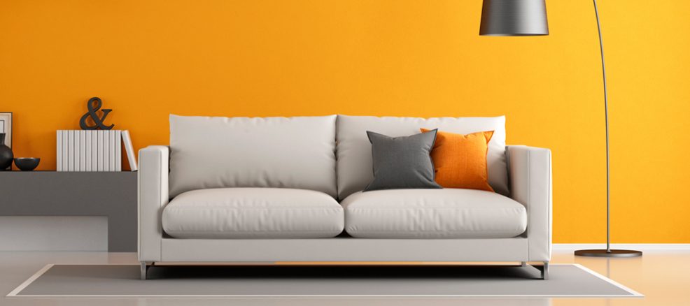 How Color At Home Affects Your Mood Pause The Zeel Blog Orange Room With Couch And Lamp