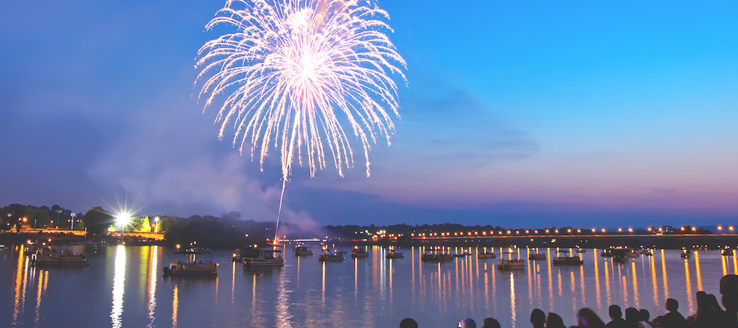 Fireworks Over the River on 4th of July