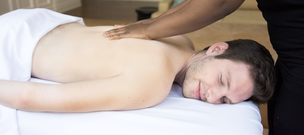 Man getting massage at home