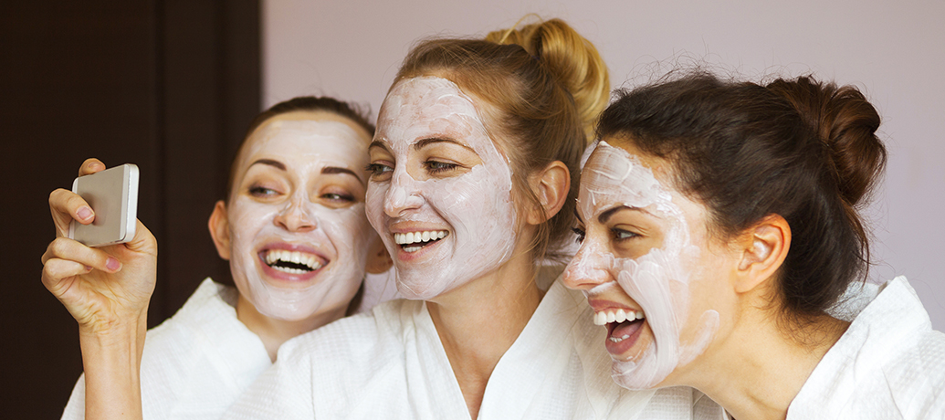 Three female friends at the spa