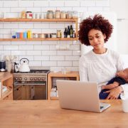 A woman doing research about COVID-19 to answer some of her questions about the virus.