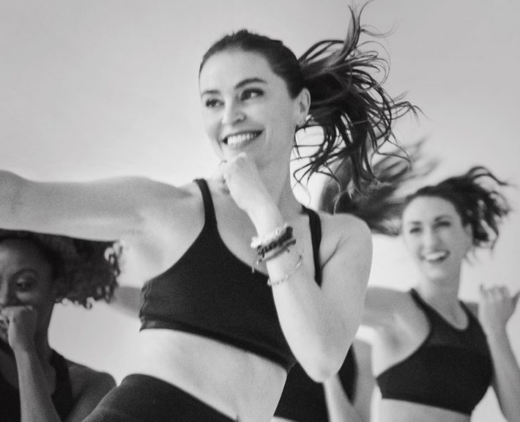 Mahri Relin in the middl;e of a workout session.