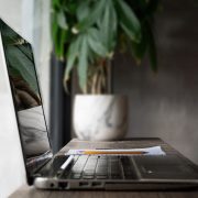 A computer that was left open after the user completed their recording of their video interview.