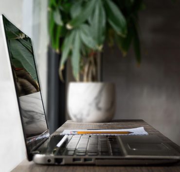 A computer that was left open after the user completed their recording of their video interview.