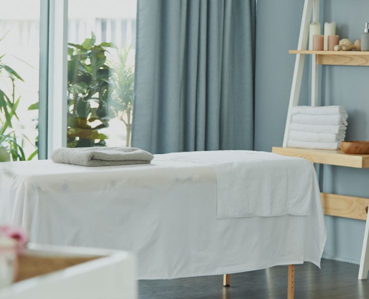 Massage table in a tranquil room