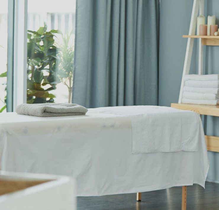 Massage table in a tranquil room